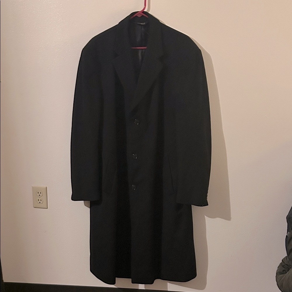 Jos A. Banks Signature Collection 100% Cashmere 42L Men's Black Button Overcoat